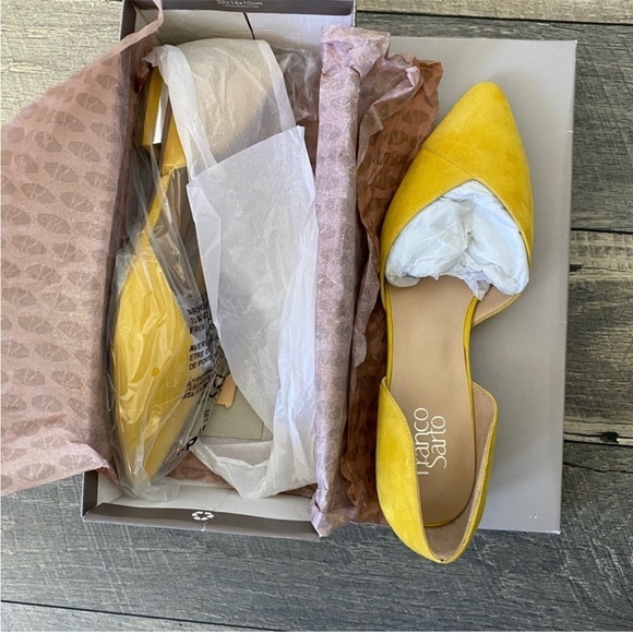 NWT Franco Sarto Sattara Yellow Suede Flats Spring Summer Office Size 11 - Picture 4 of 15